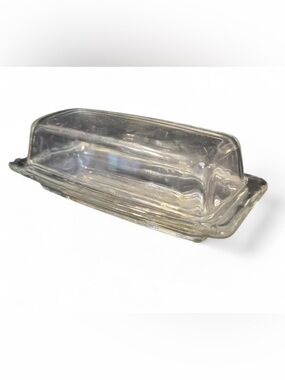Vintage Pyrex Clear Glass Covered Butter Dish Rectangle 74-B Lid Vintage Retro